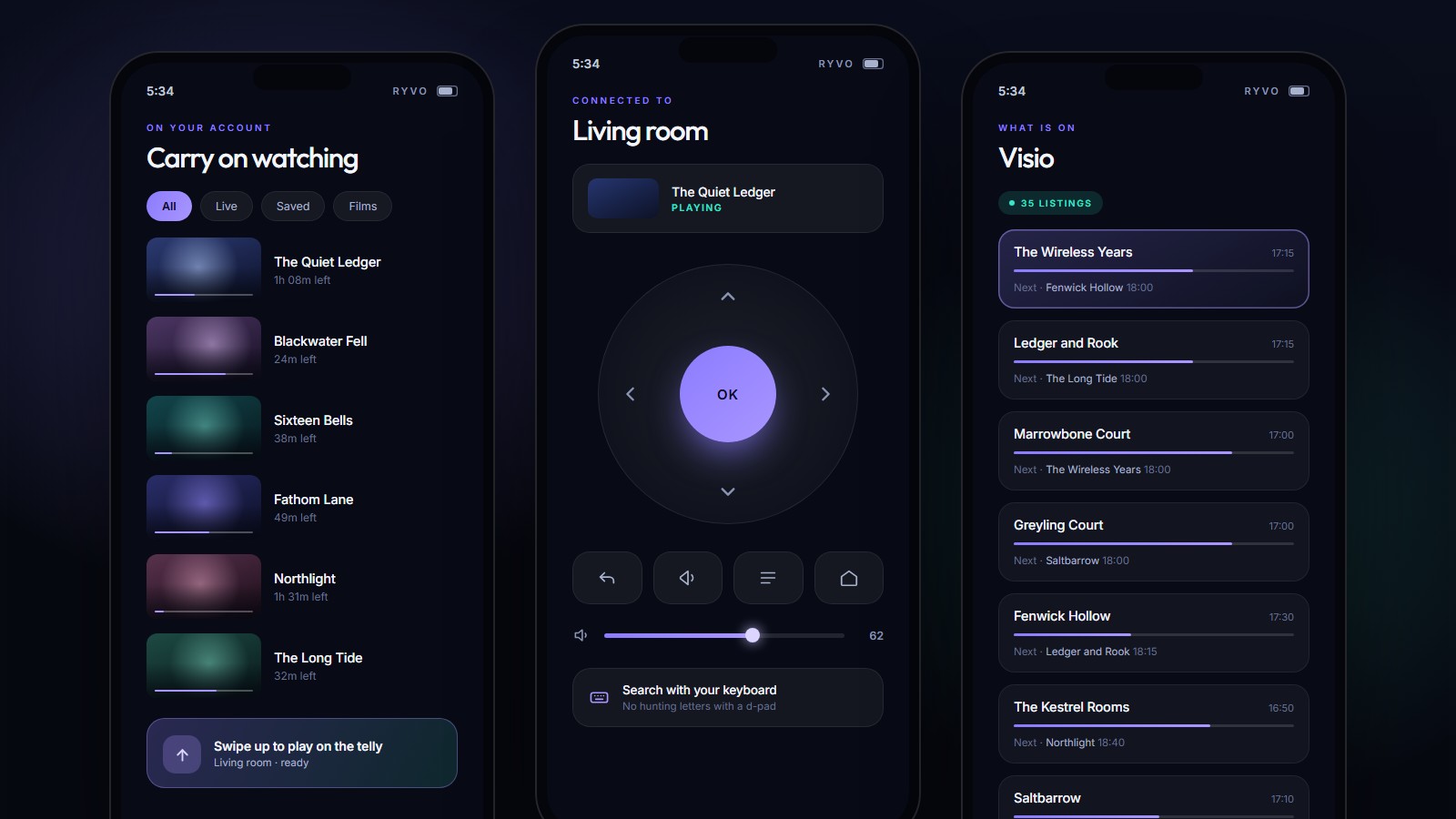 The Ryvo phone app: library, remote and guide